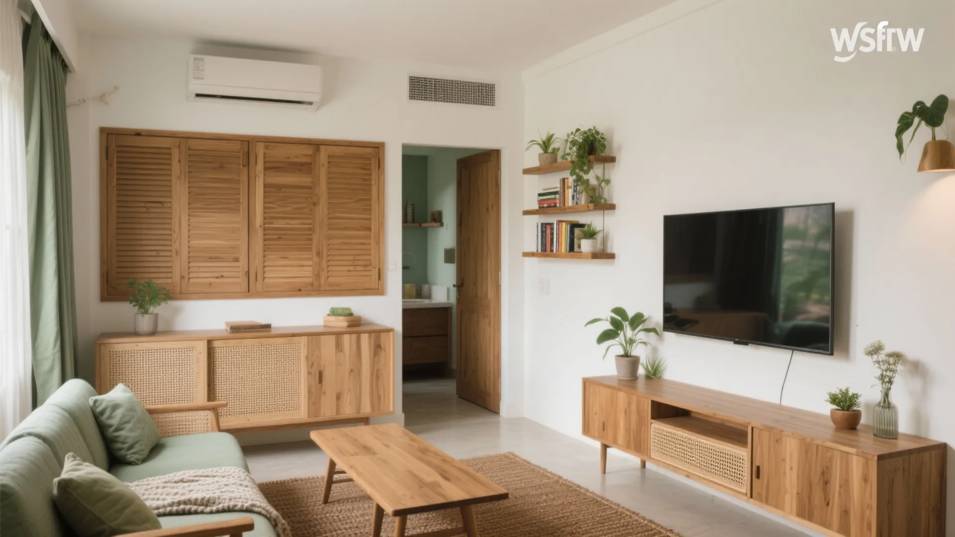 Warmth from natural wood accents