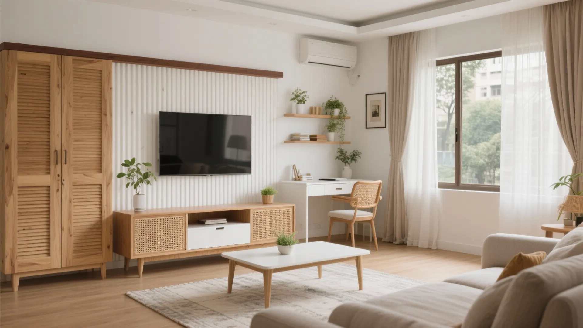 Warmth with wood without darkening rooms