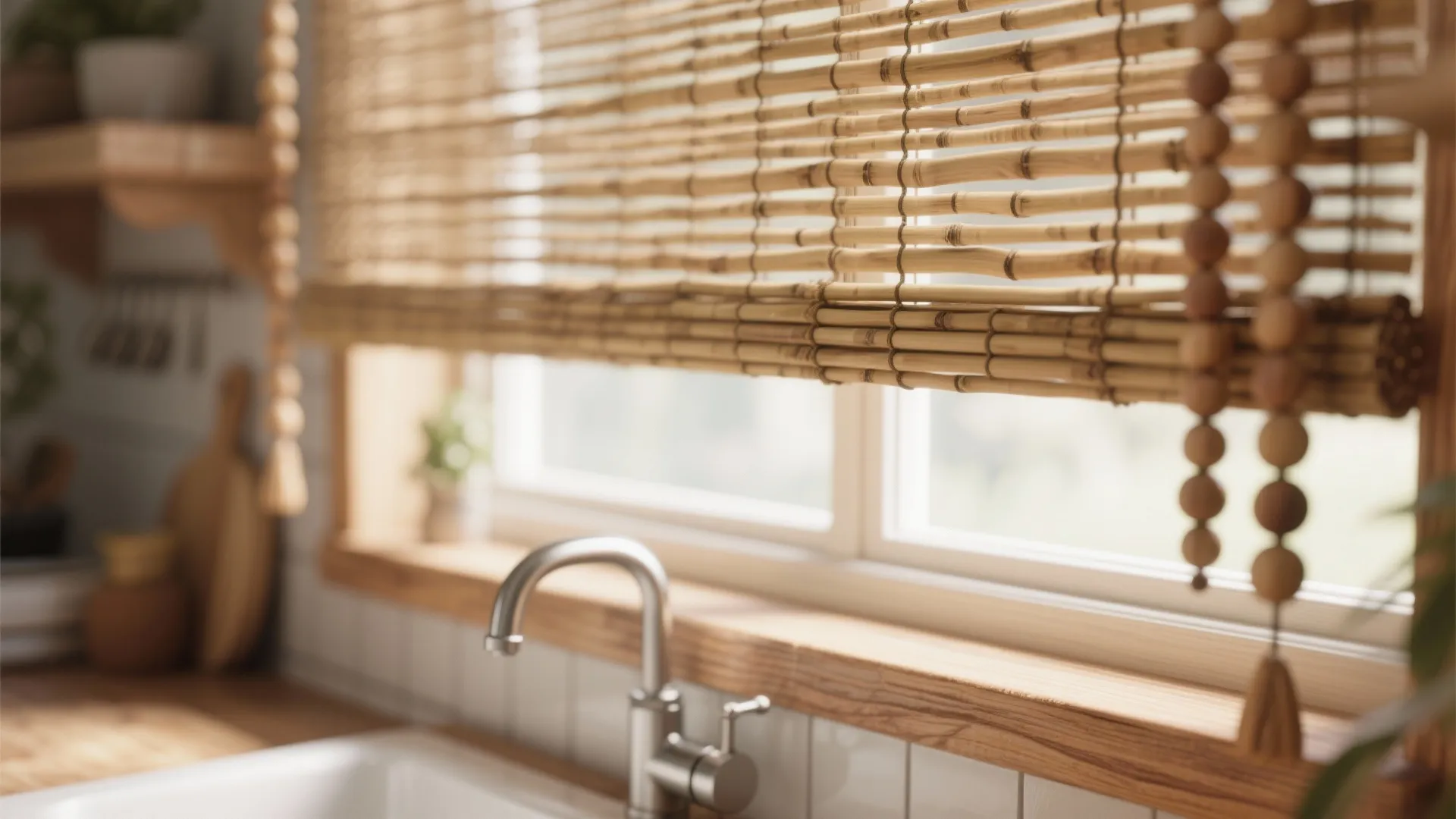 4. Wooden Bead Curtains and Natural Textures