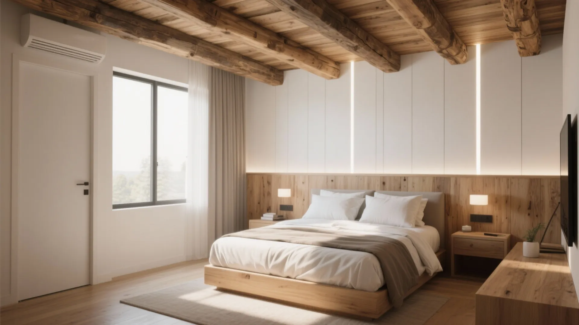 Wooden Beam-Inspired False Ceiling