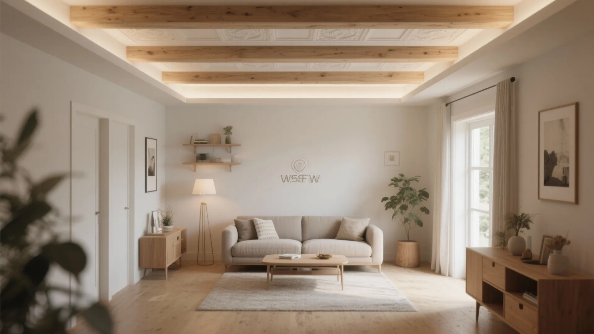 Wooden Beam-Inspired False Ceiling