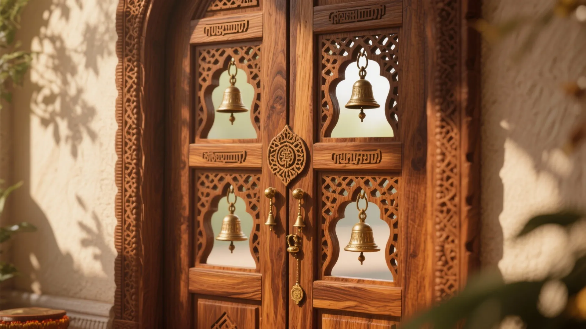Wooden Door with Bell Cut-outs