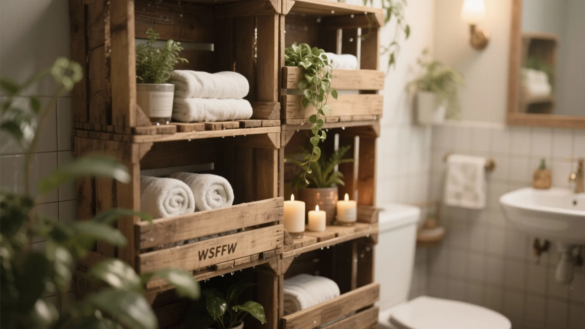 8. Wooden Crate Shelving