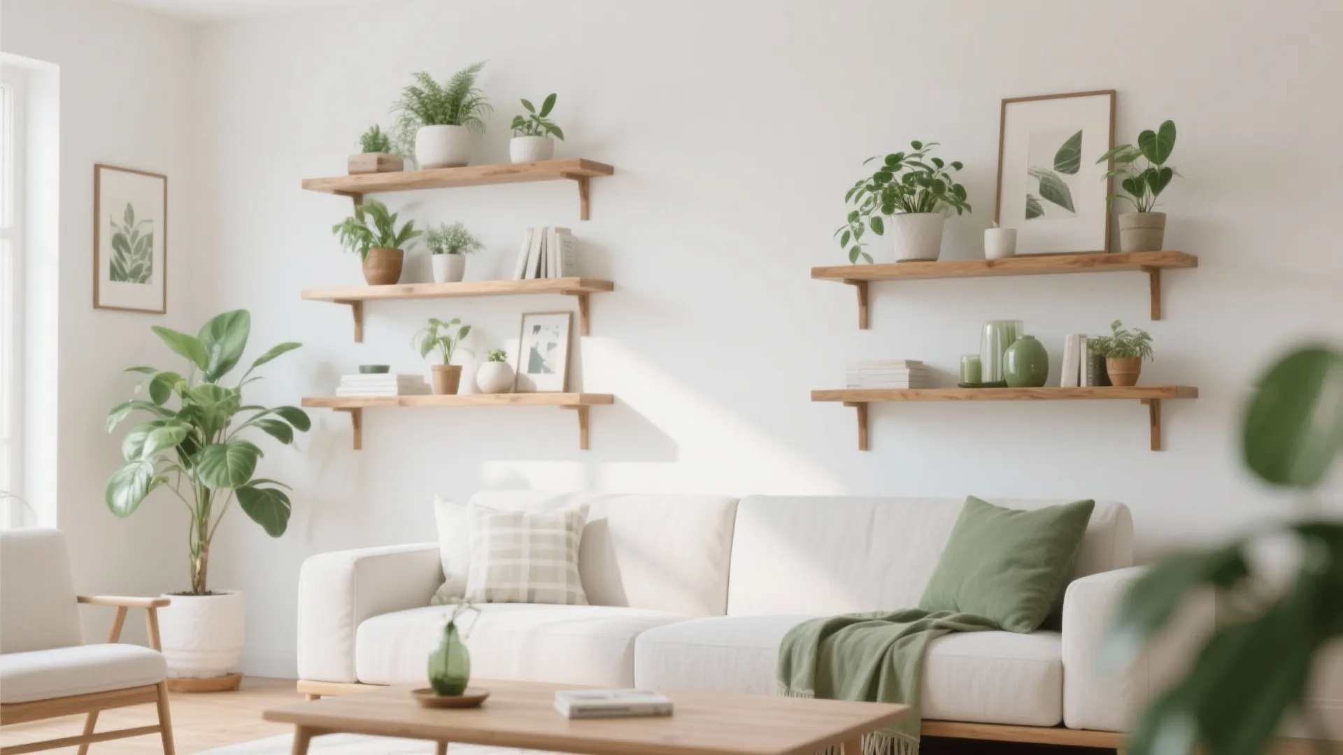 7. Wooden Details with Green Accents