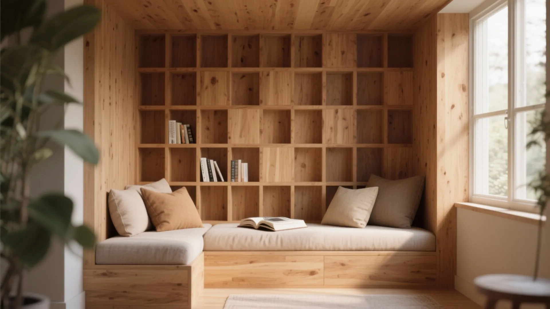 Wooden Square Wall Grid