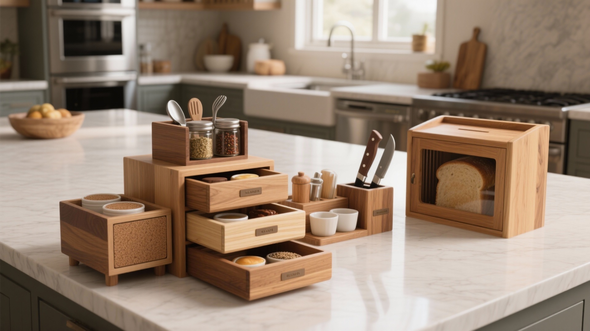 Counters Always Cluttered? Wooden Kitchen Storage Boxes
