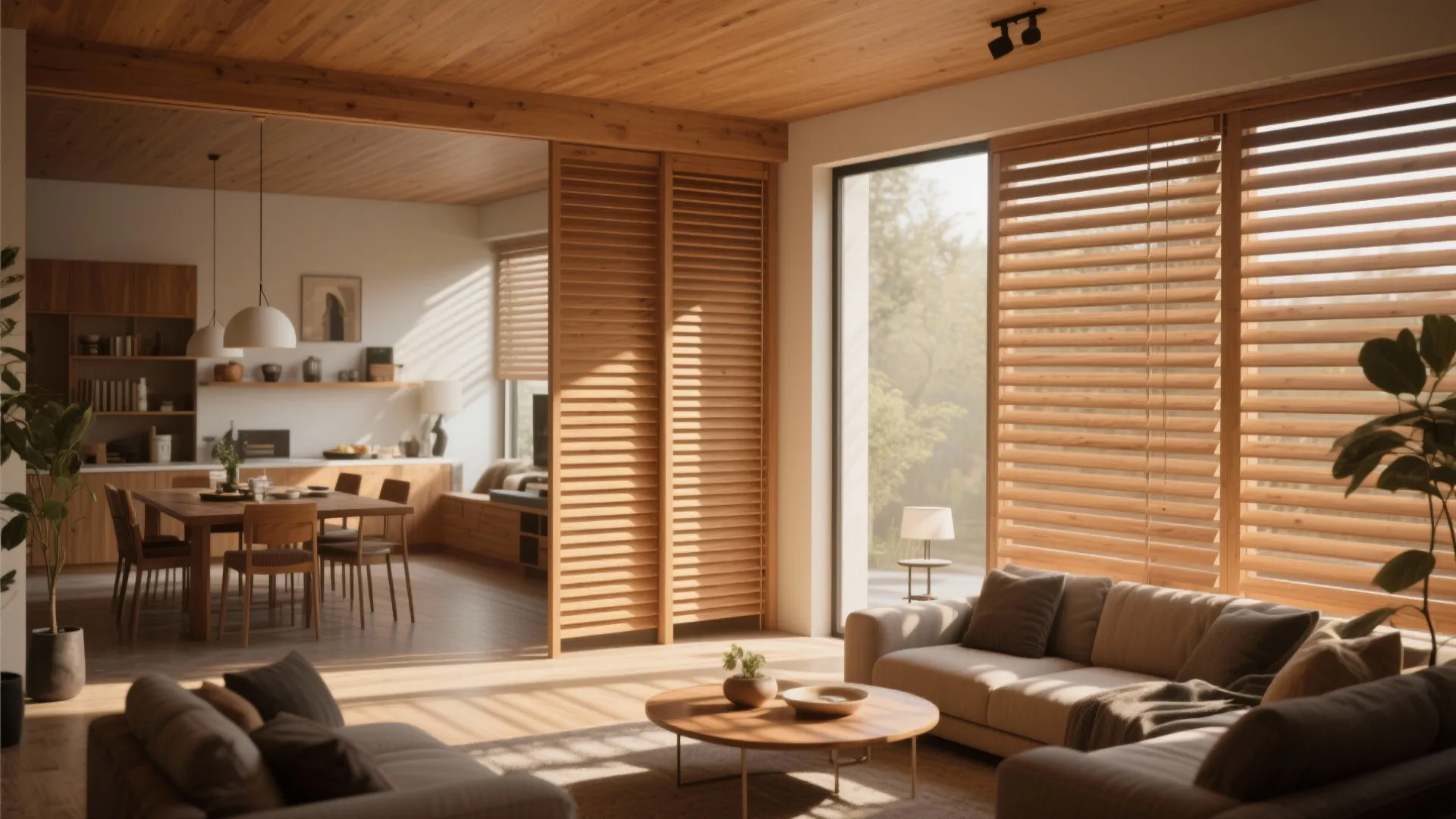 2. Retractable Wooden Louver Panels