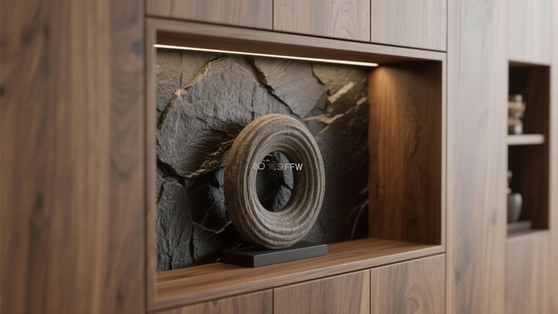 Built-in Wooden Niche with Accent Back Panel