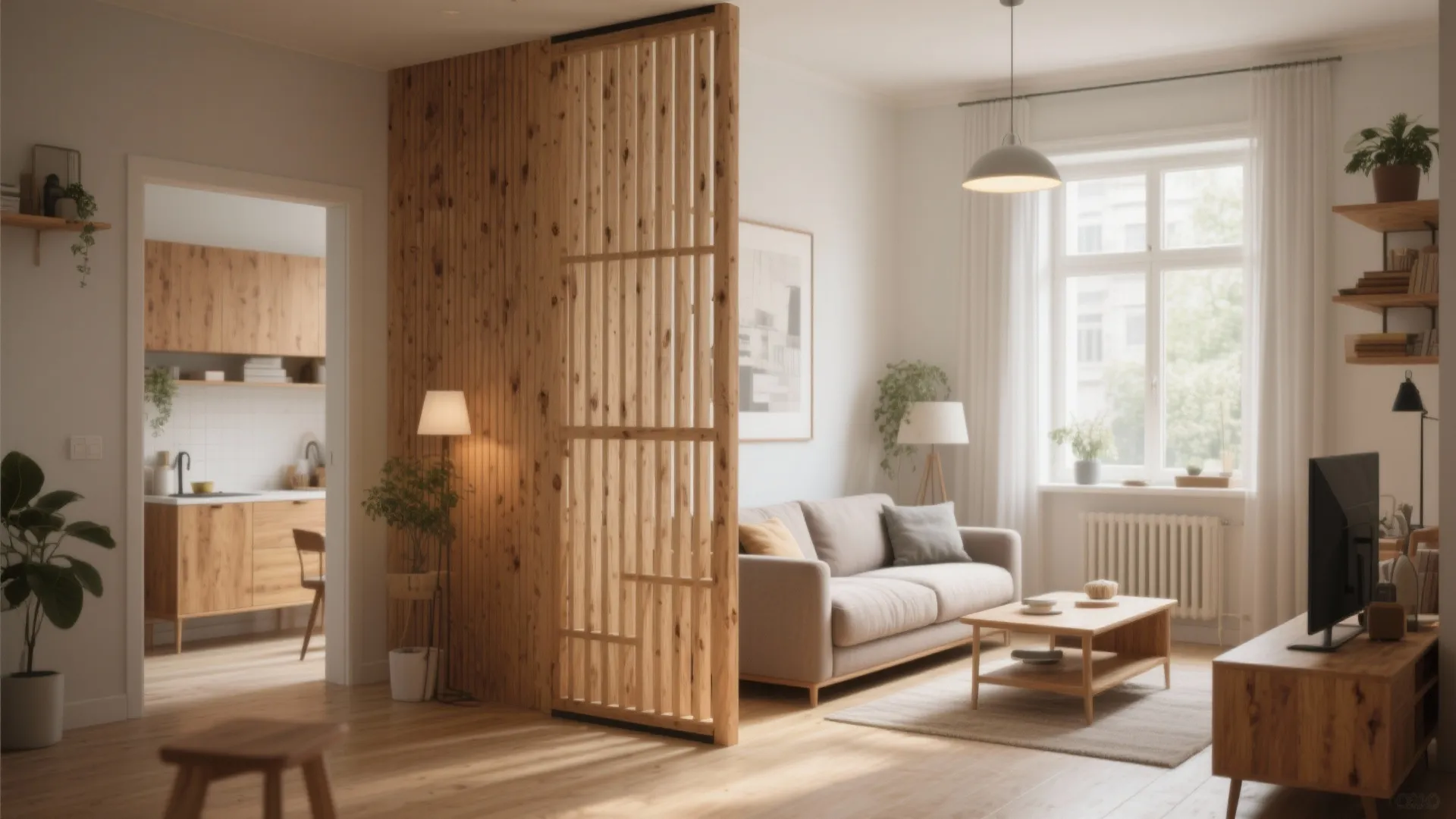 Small Living Room Feels Cramped? 5 Wooden Living Room Partitions