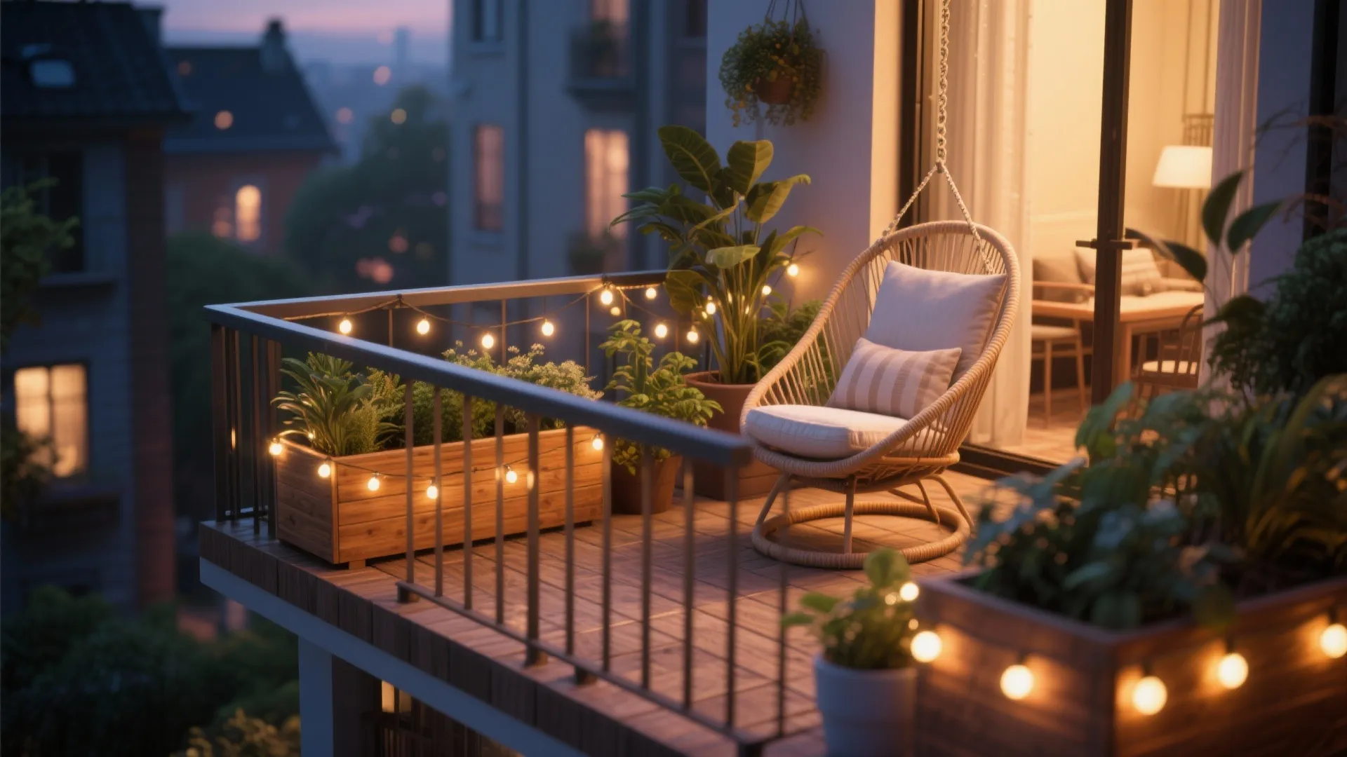 Warm Wooden Accents with Planter Boxes