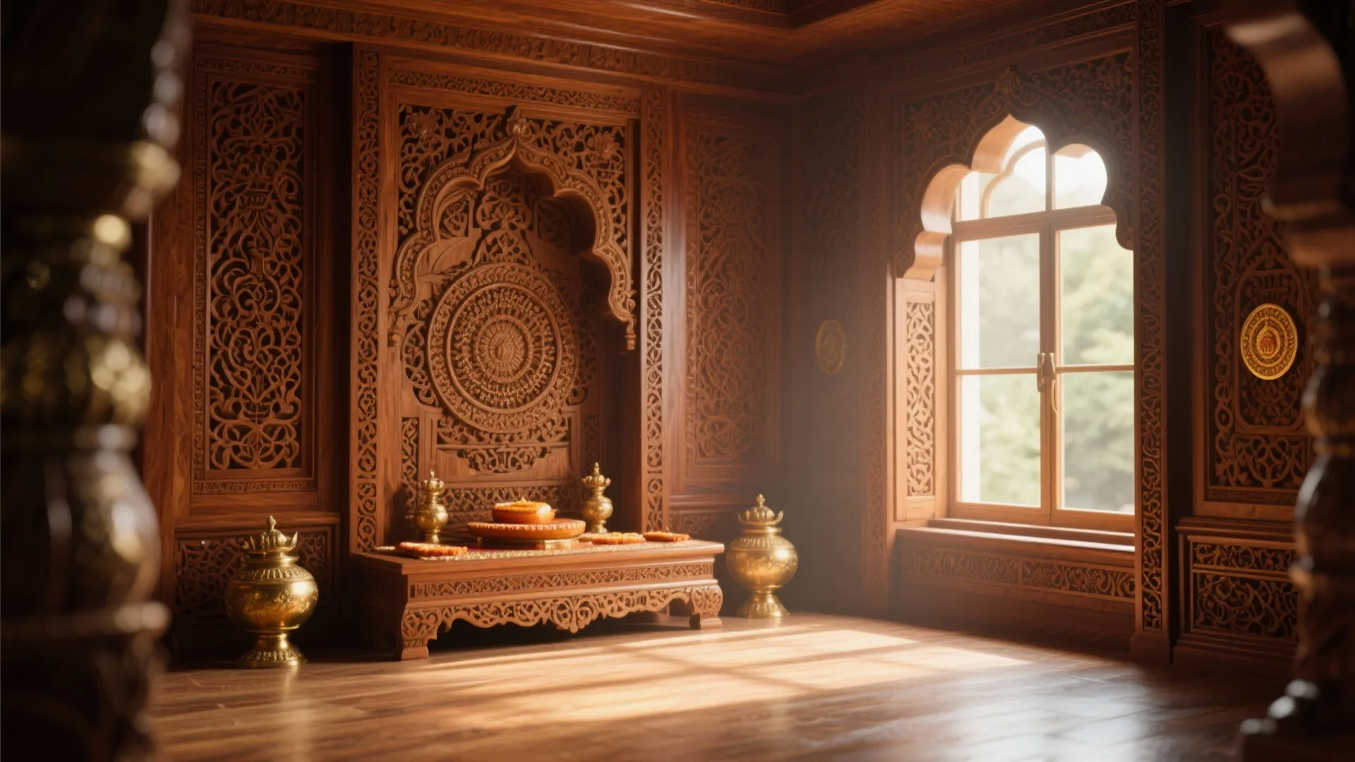 Intricate Wooden Backdrop