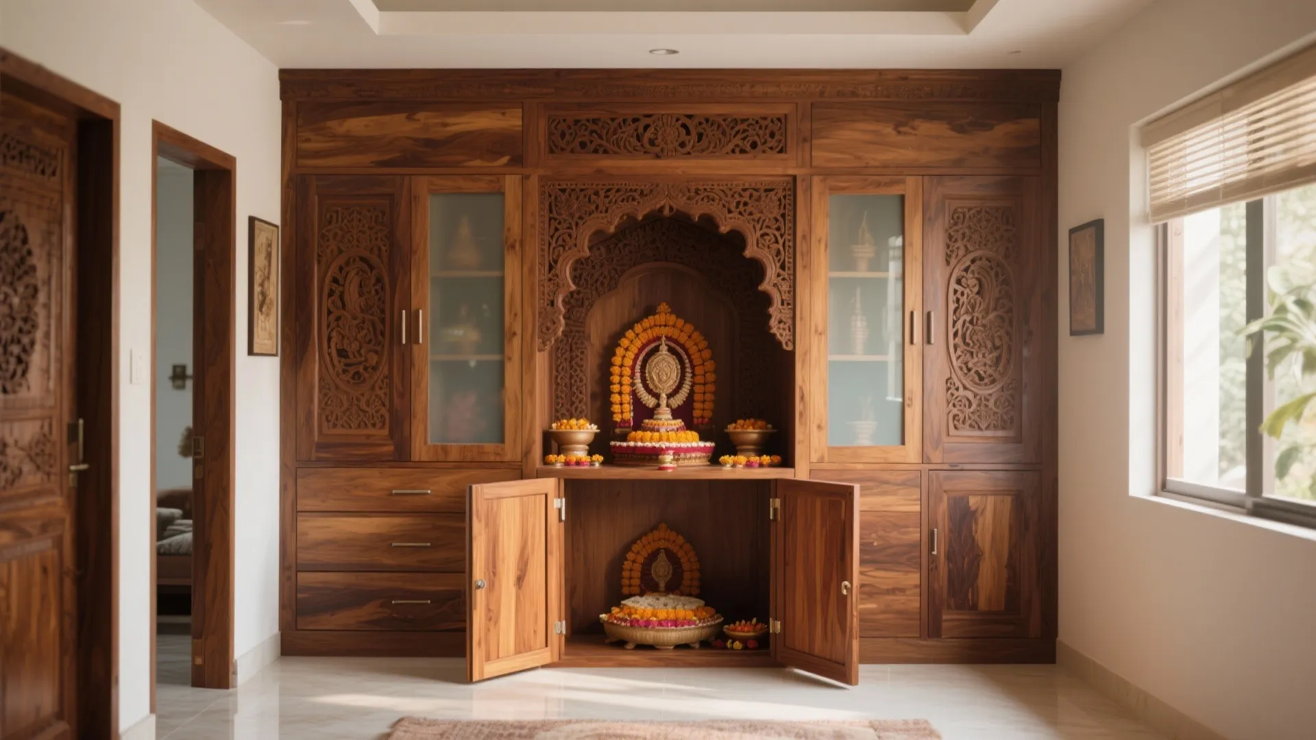 5 Wooden Pooja Room Designs for Home: Discover 5 inspiring wooden pooja room ideas that blend tradition with modern living