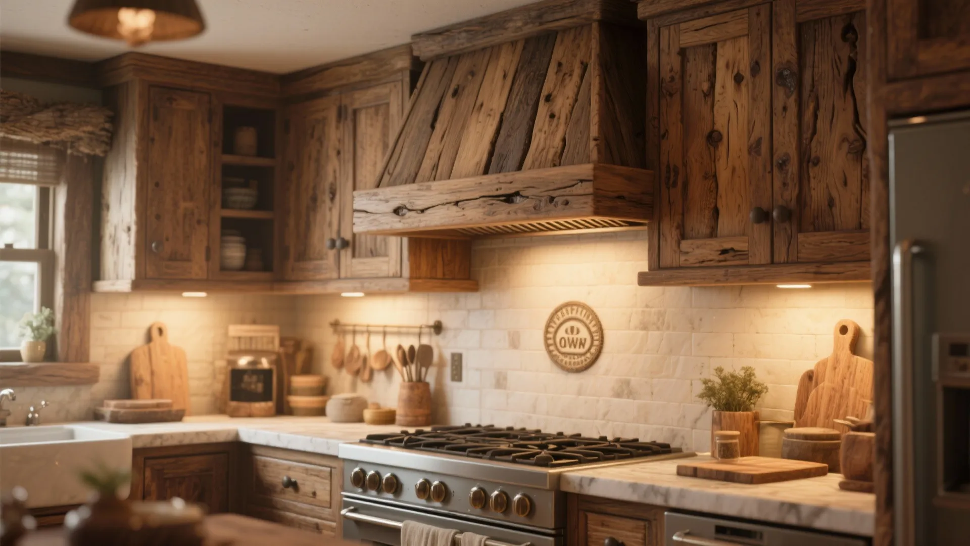 8. Integrated Wooden Range Hood