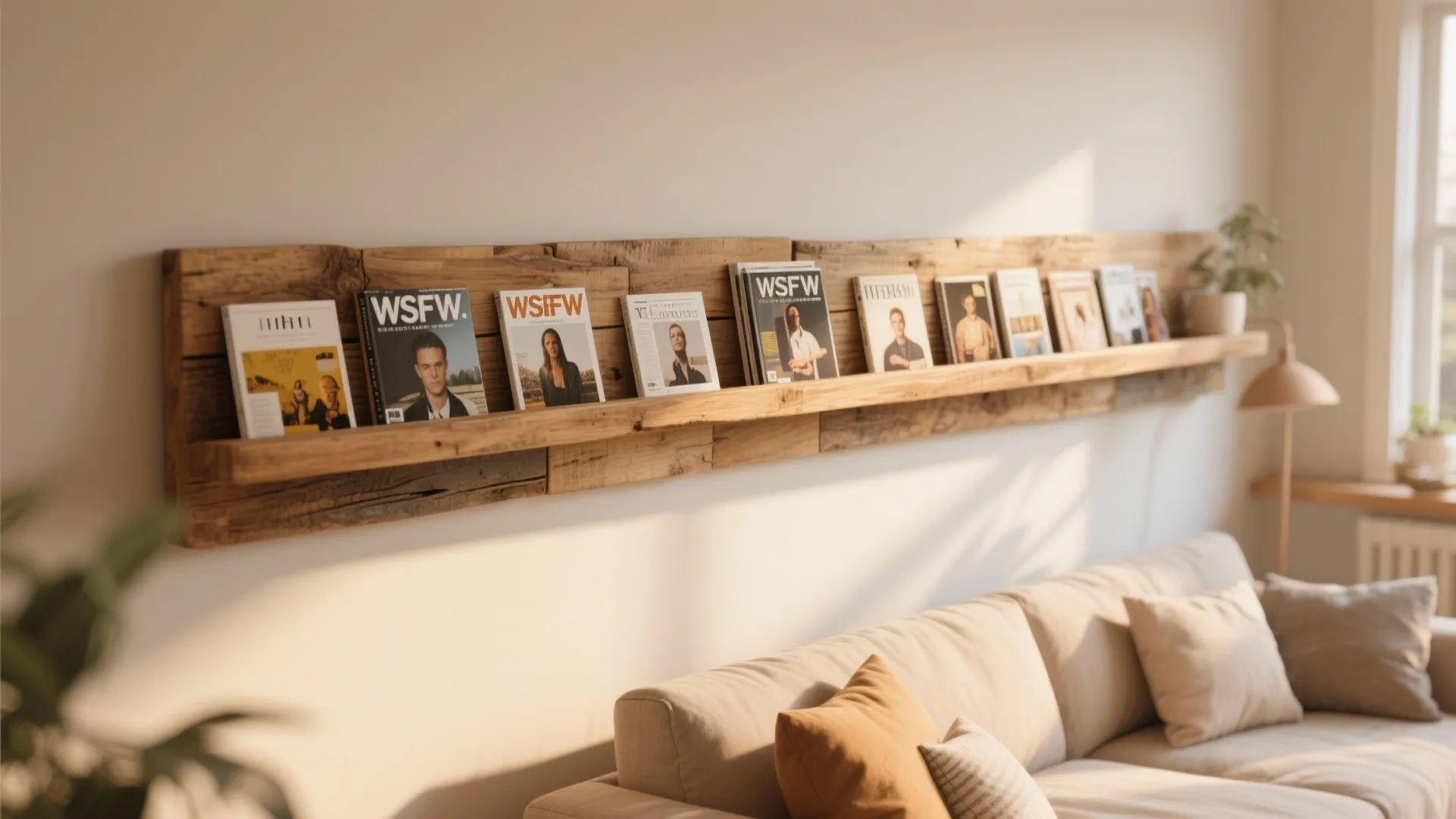 Wooden Shelf-Ledge Arrangement