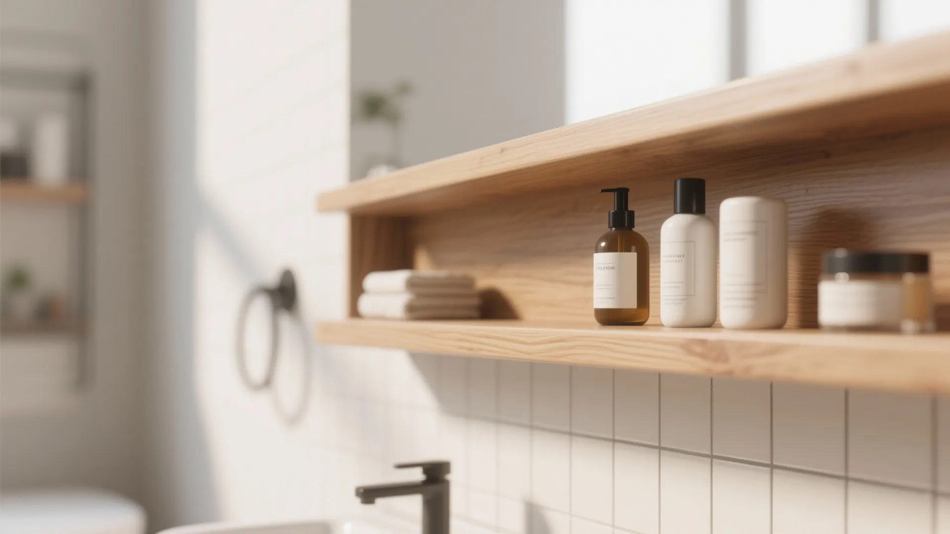 4. Wooden Open Shelves