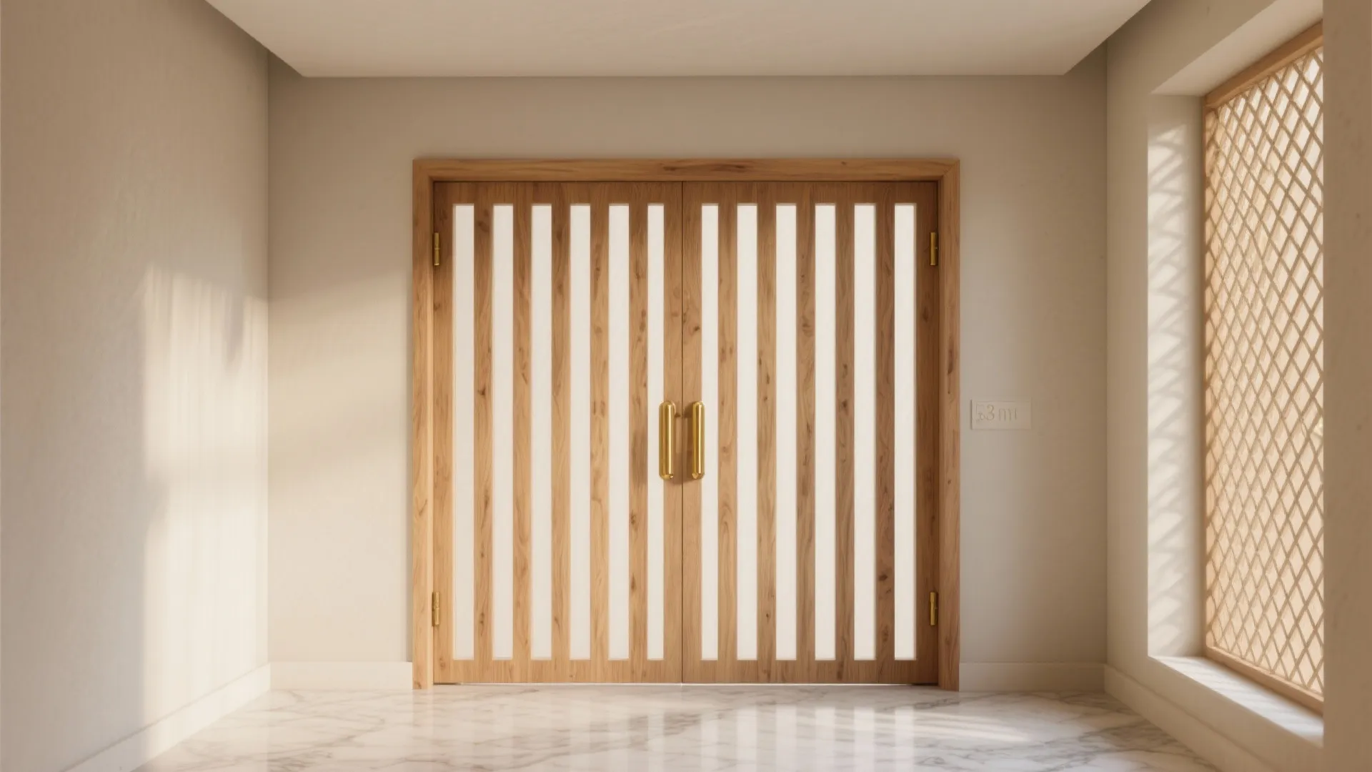 Minimal Wooden Slat Pooja Door