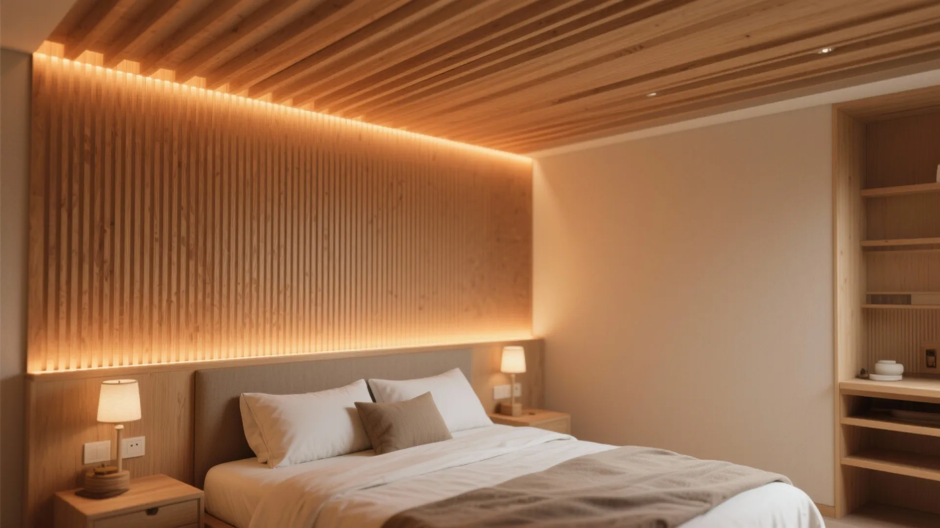 Wooden Slats and Warm Glow