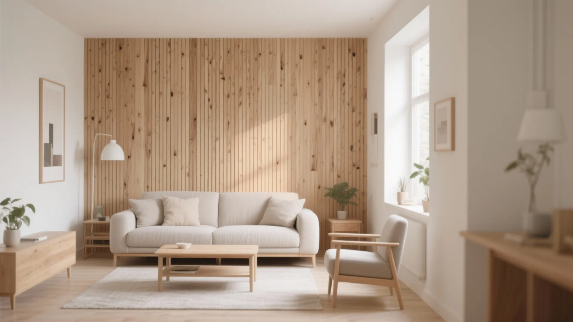 1. Minimalist Wooden Slat Panels
