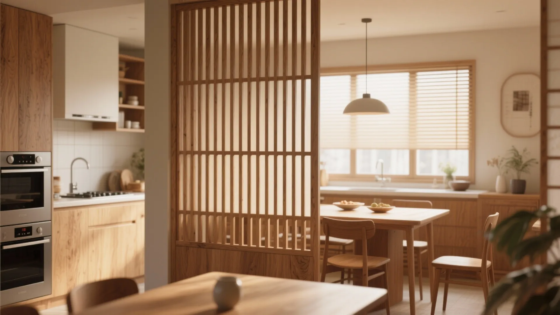 Wooden slat screens for warmth
