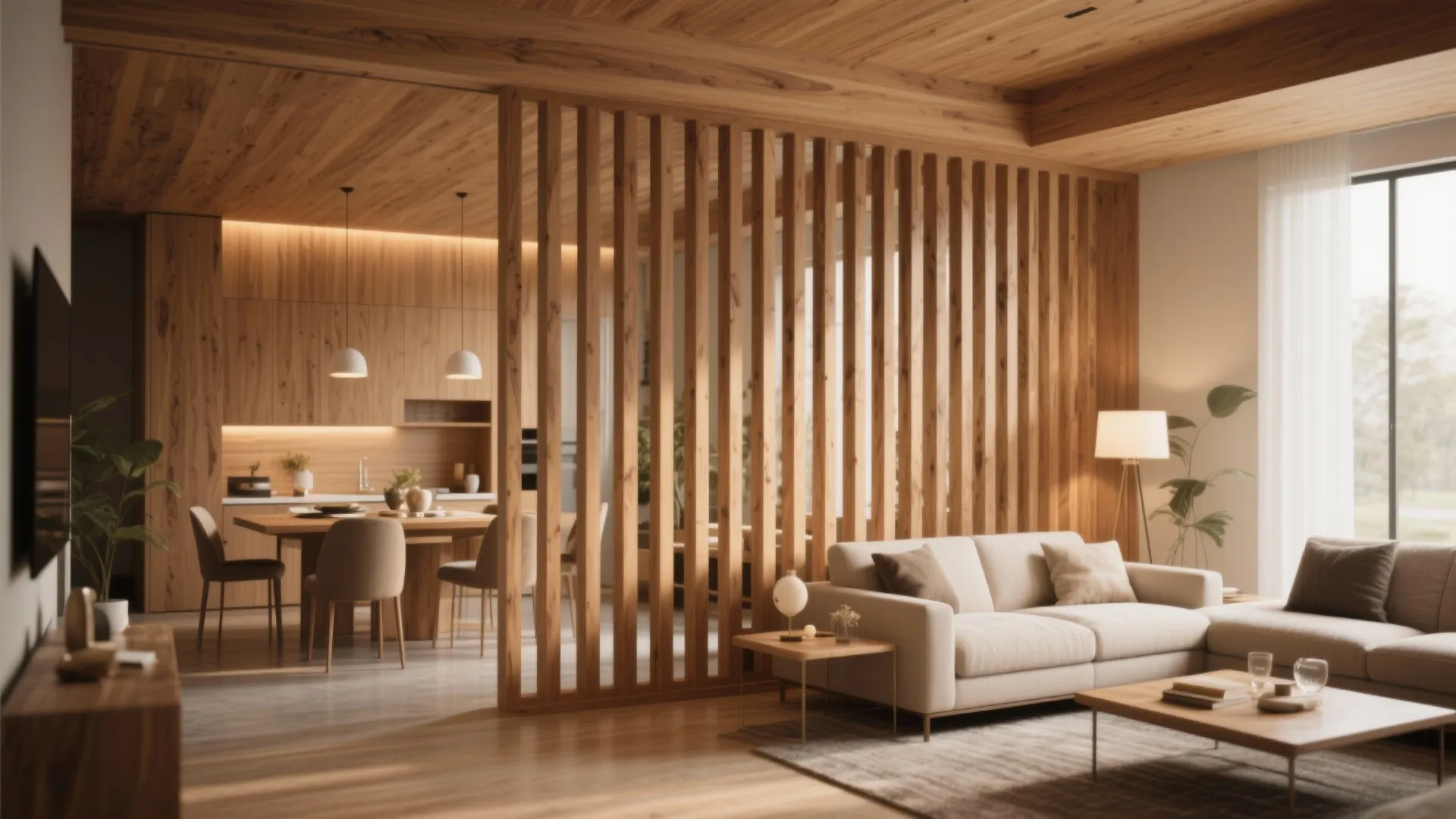 2. Wooden Slat Accent Wall