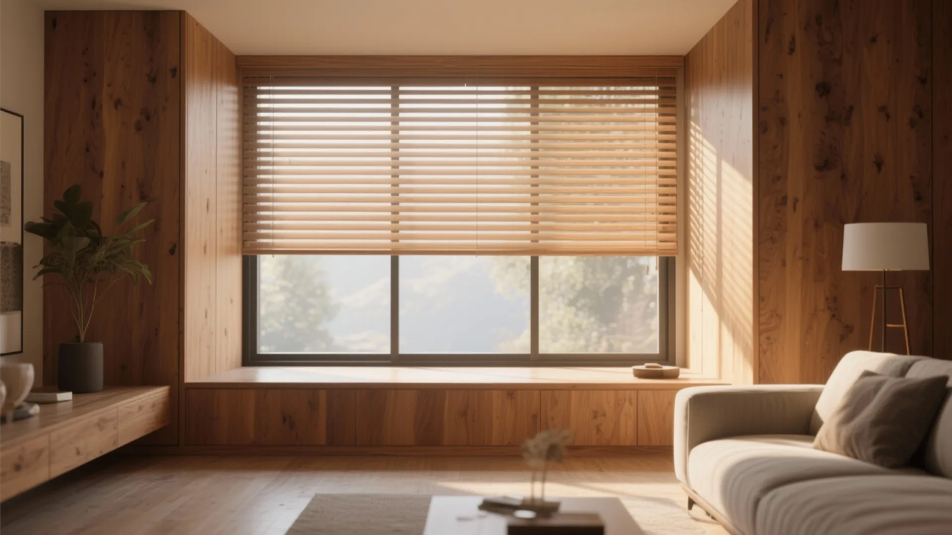 7. Wooden Slat Shades