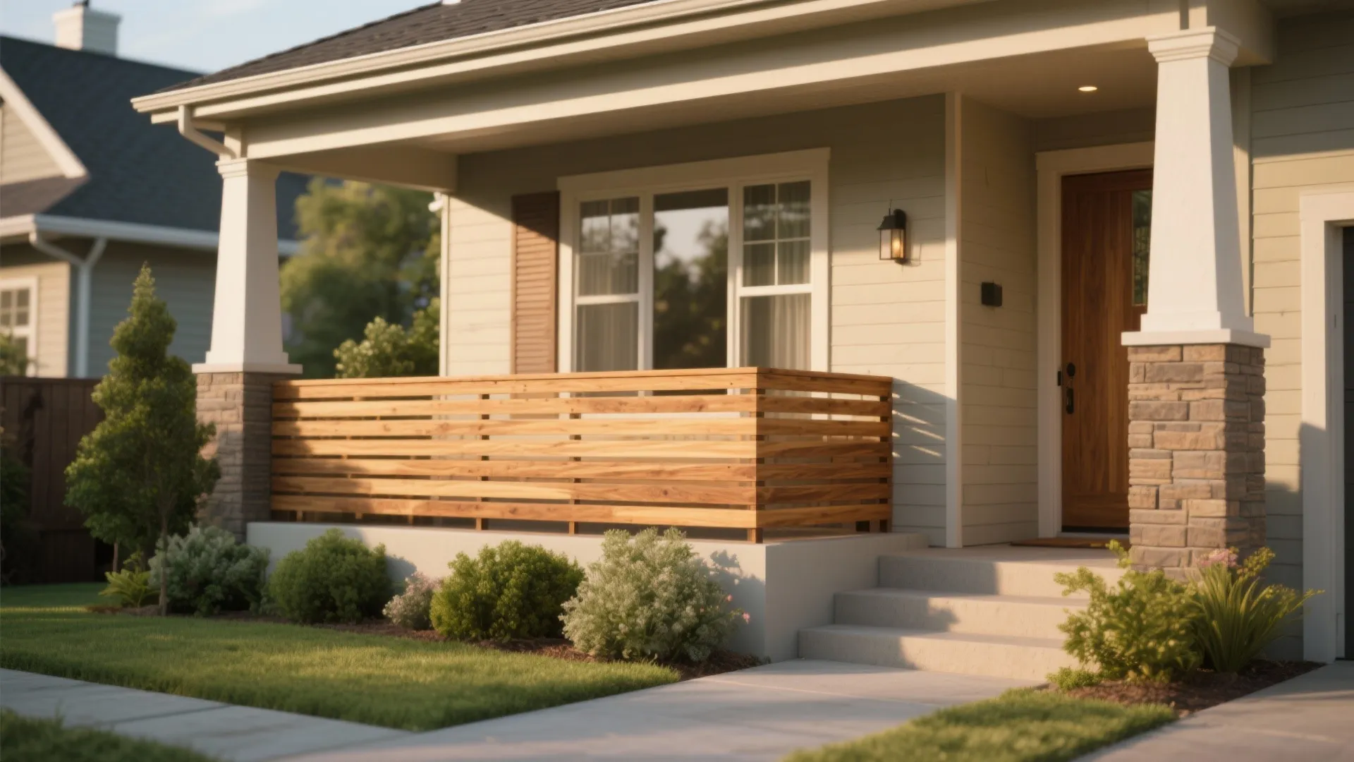 4. Wooden Slats with Warm Horizontal Flow