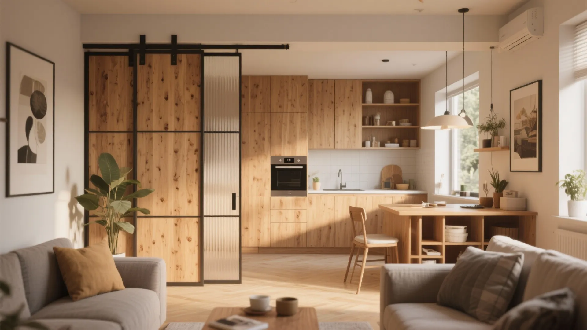 Sliding wooden panels for flexibility