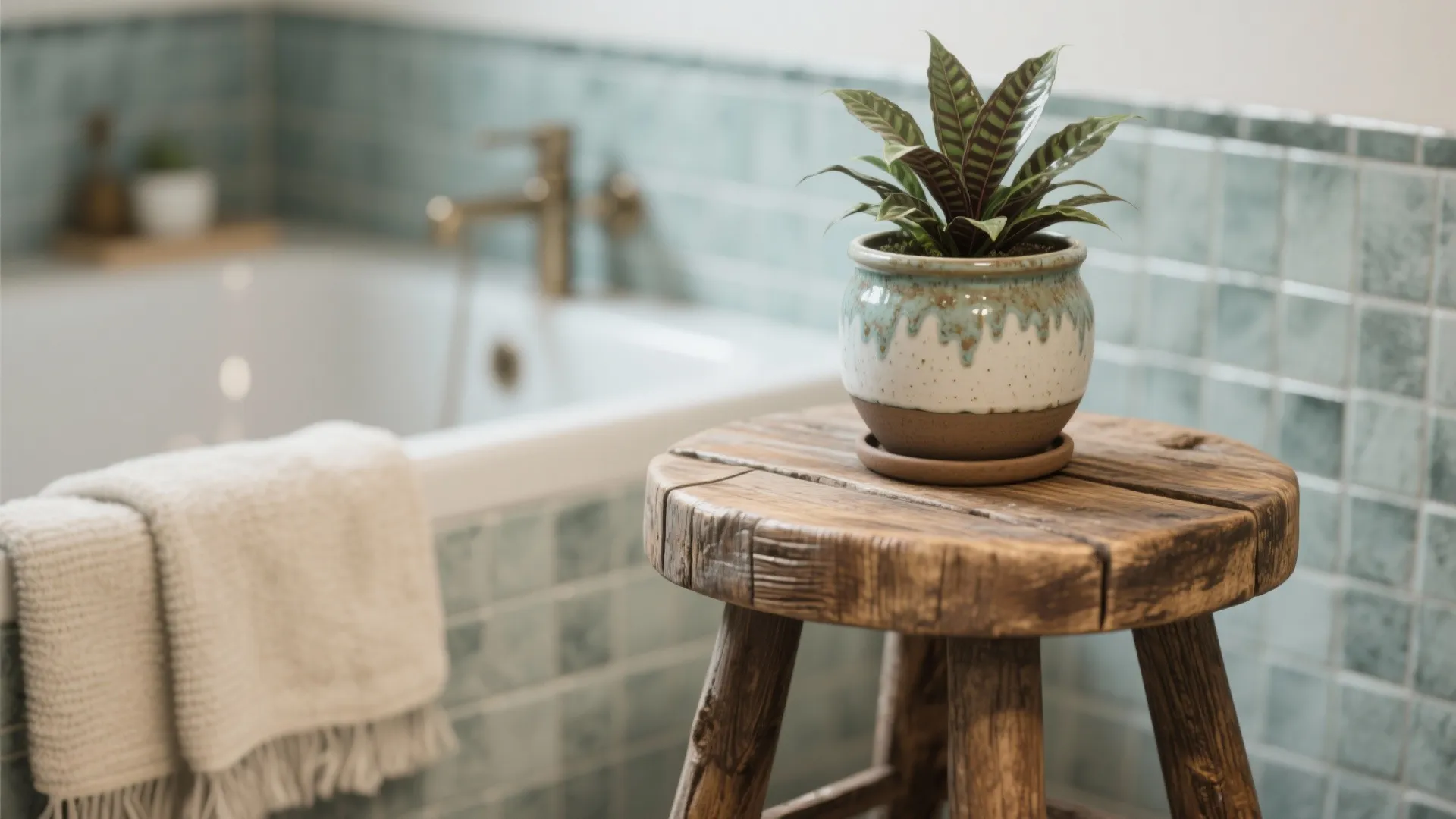 Wooden Accents with Potted Greenery