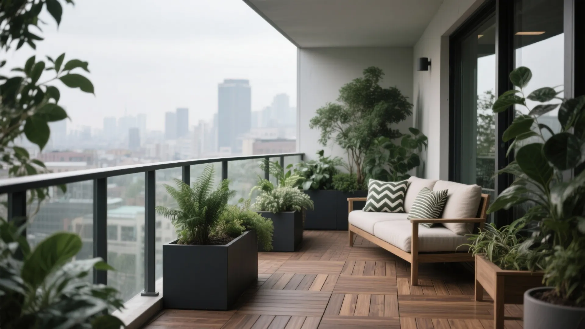 4) Woodland Palette: Deep Greens, Charcoal, and Warm Wood