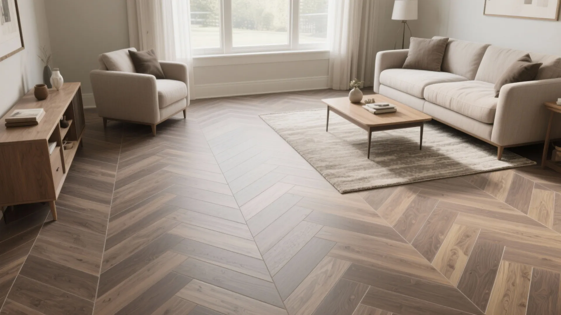 Warmth With Wood-Look Porcelain in Herringbone or Chevron