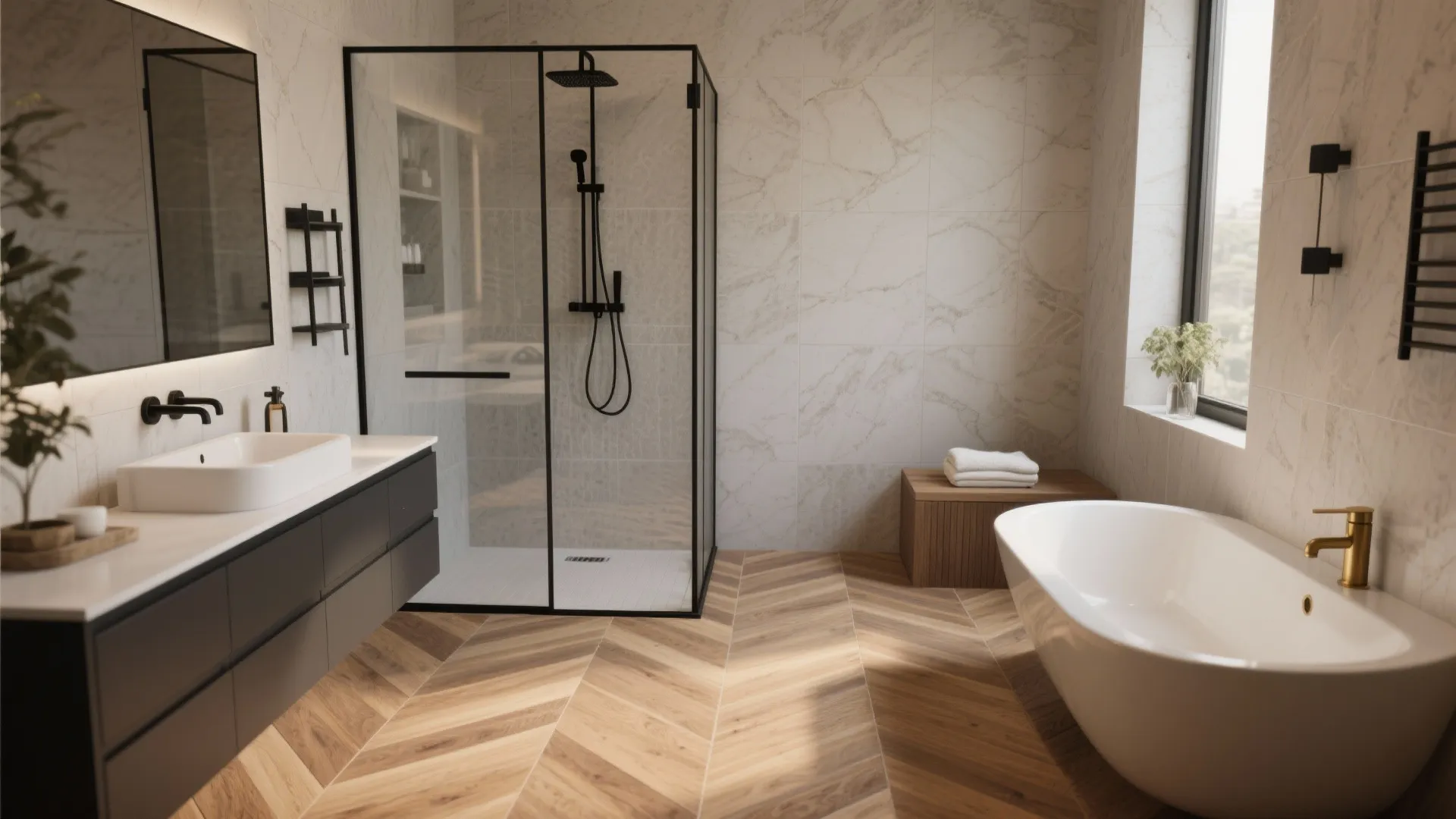 Warmth with wood-look porcelain