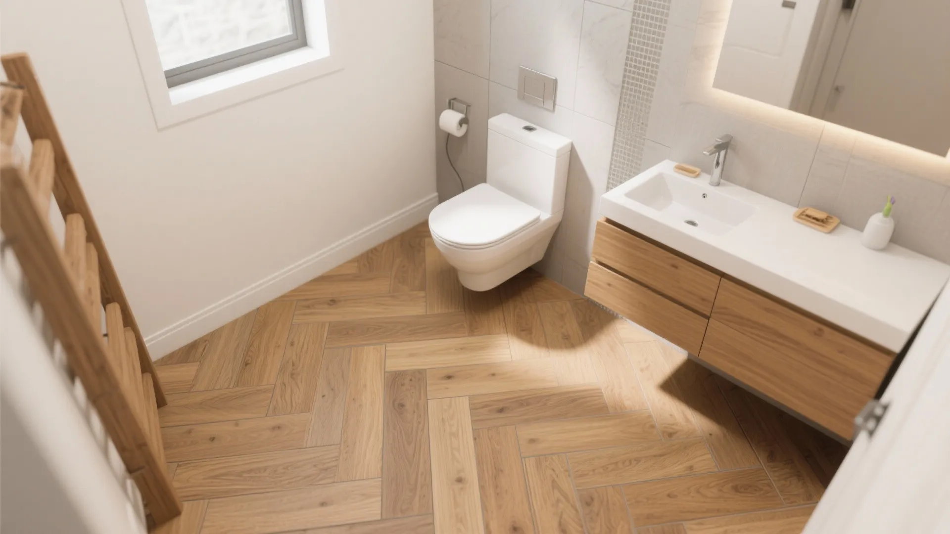 Wood-look porcelain adds warmth