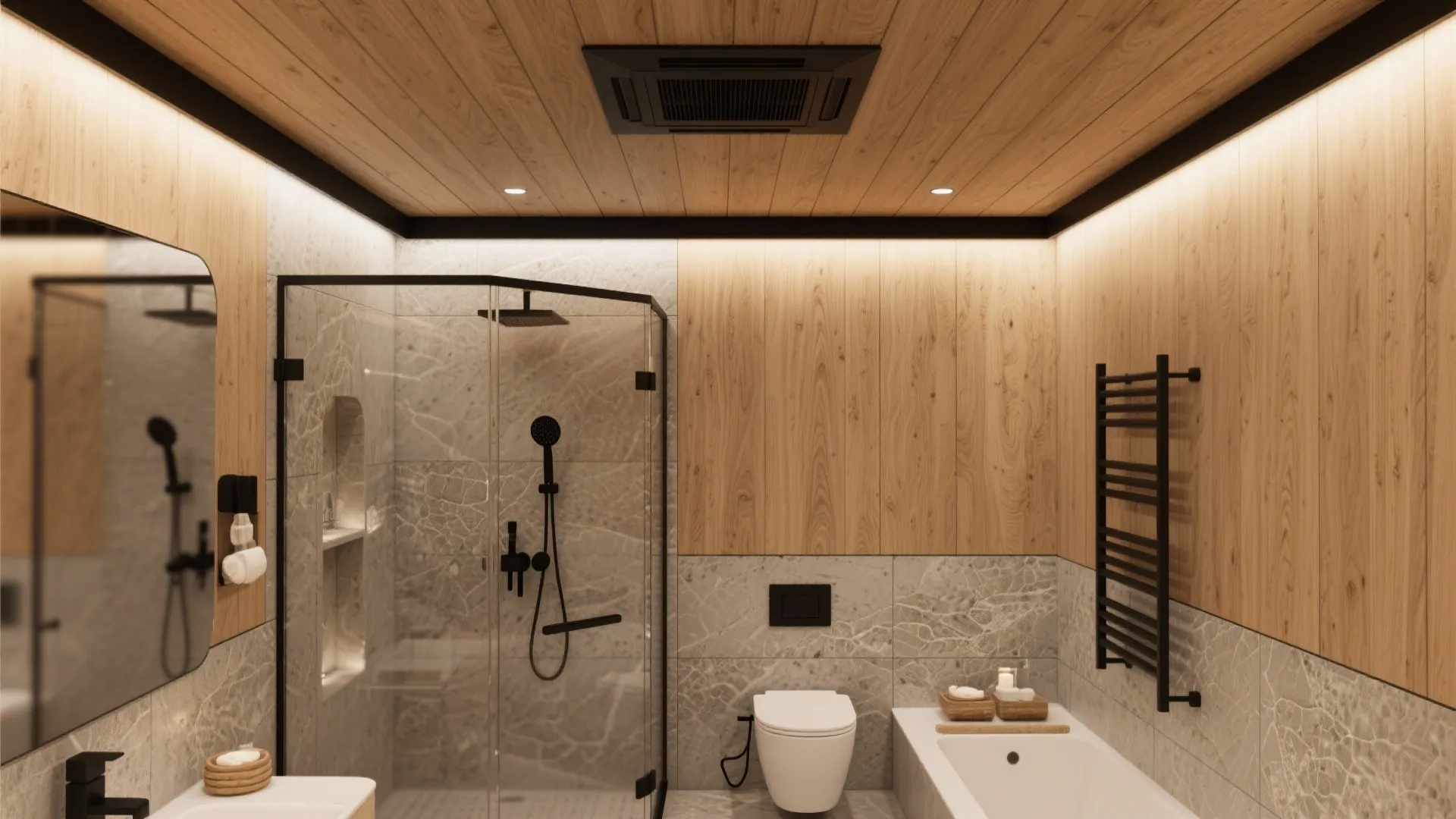 Warm wood-look PVC for a spa vibe