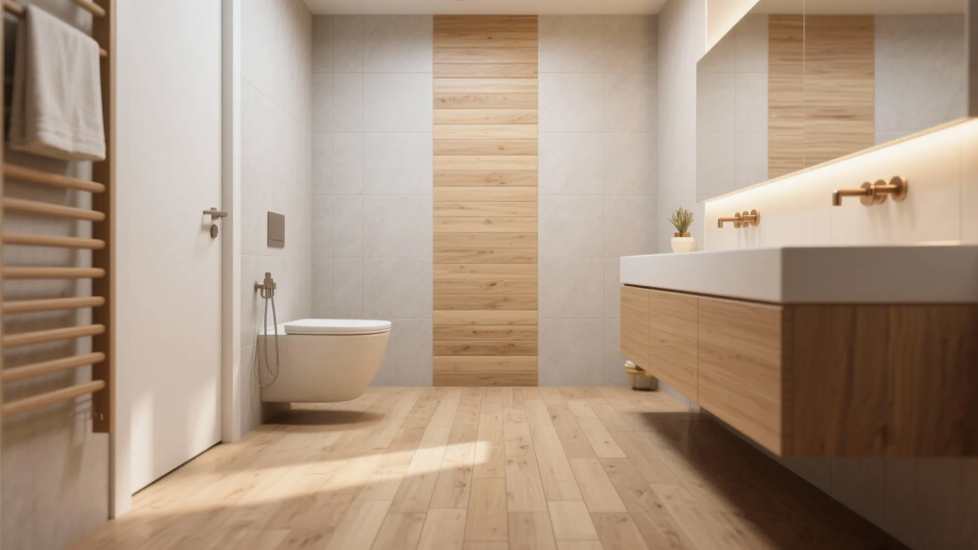 Wood-look porcelain for warmth and spa comfort