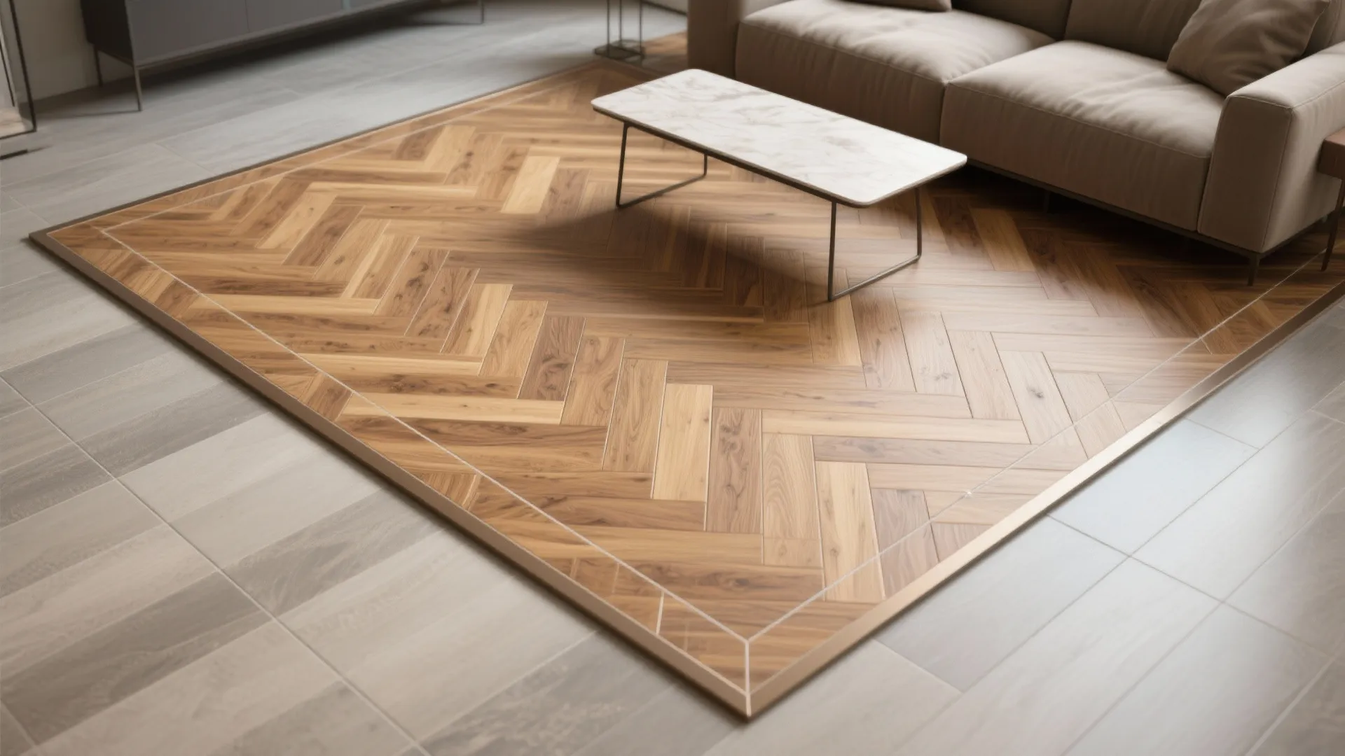 Herringbone or Chevron Wood-Look Tiles for Warmth