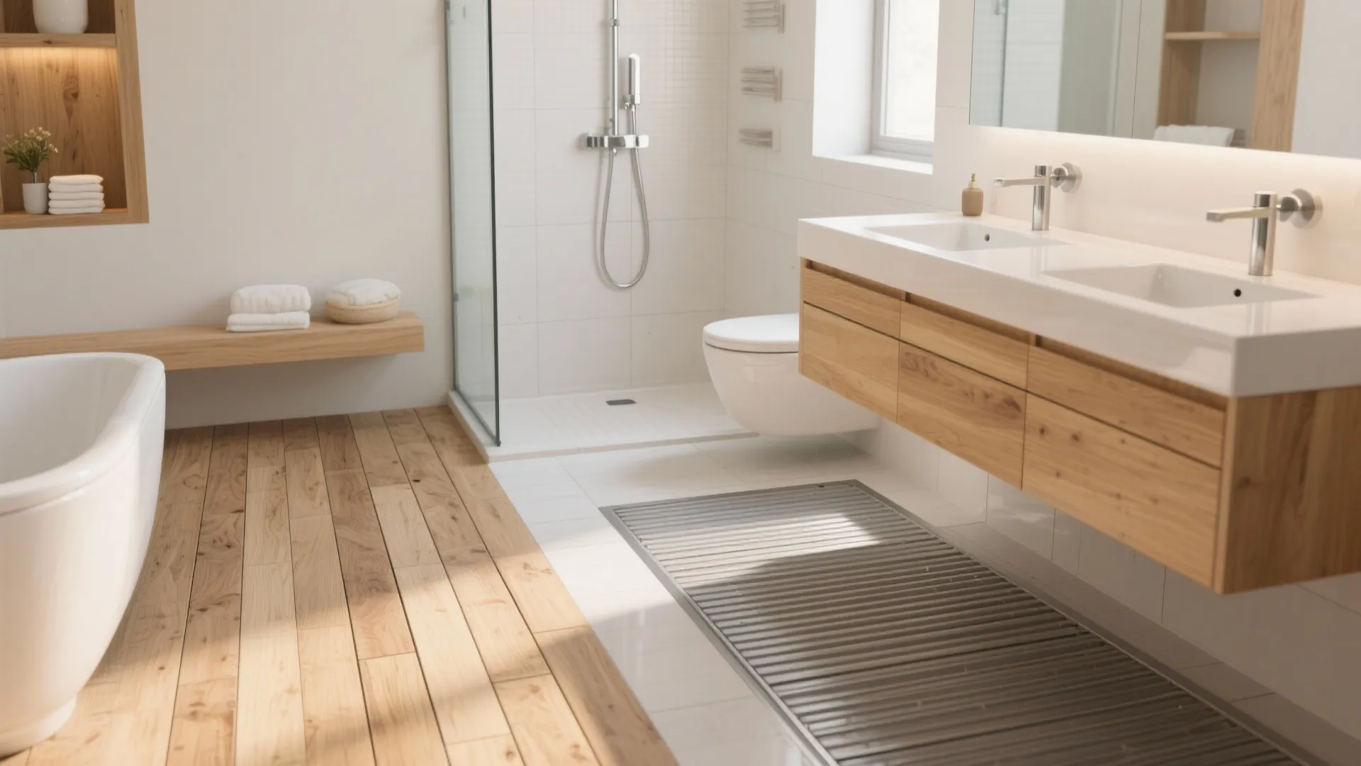 Wood-Look Porcelain Planks with Underfloor Heat