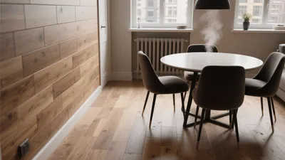 Modern Dining Room with Wood Accent Wall