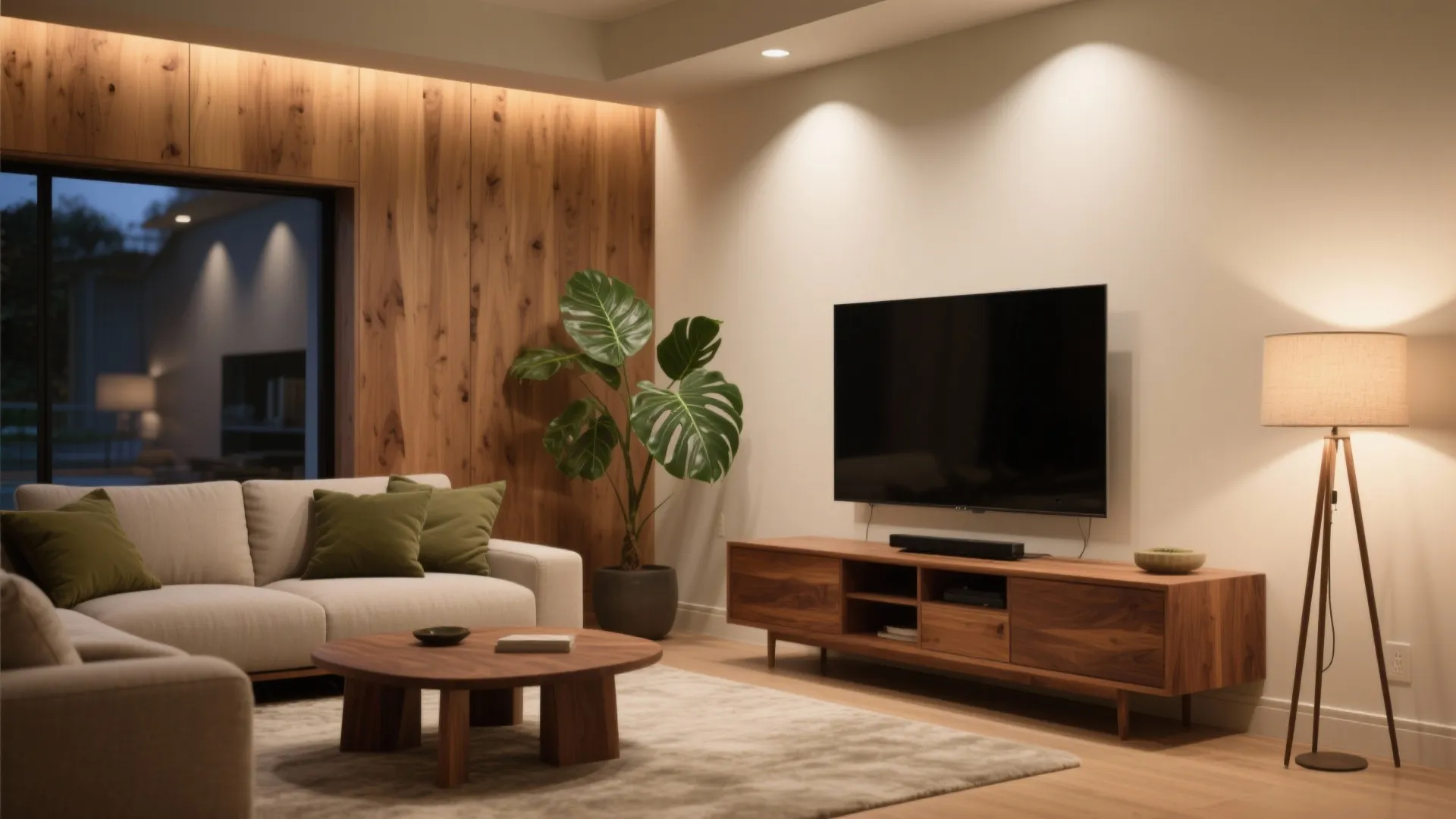 5) Warm Woods, Greens, and Layered Lighting