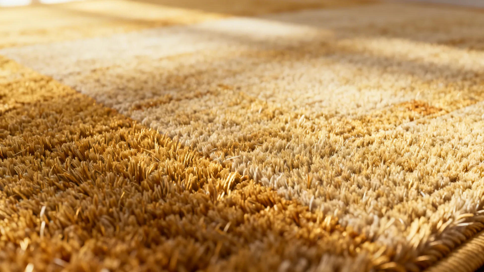 Close-up of a stain-resistant wool-blend rug showing soft pile and textured weave.