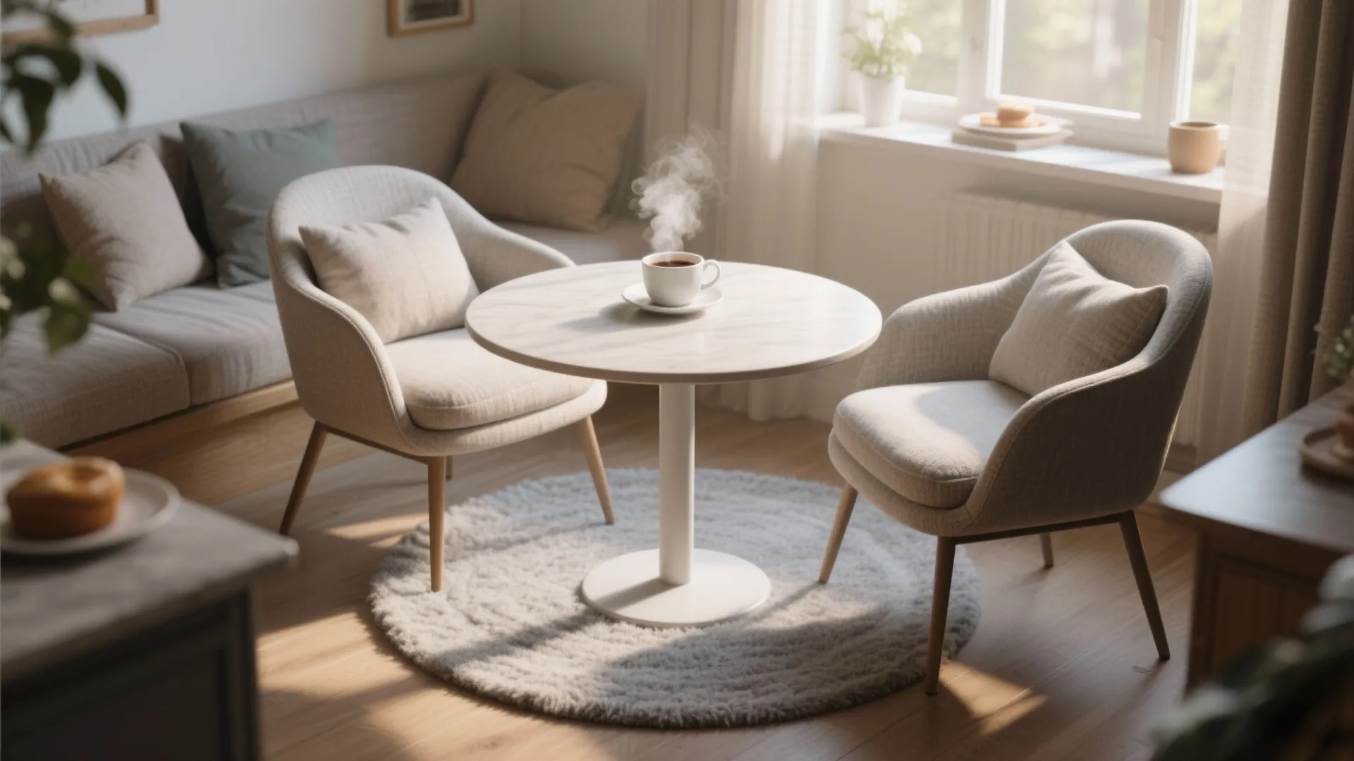 3. Washable wool-grey mat for cozy breakfast nooks