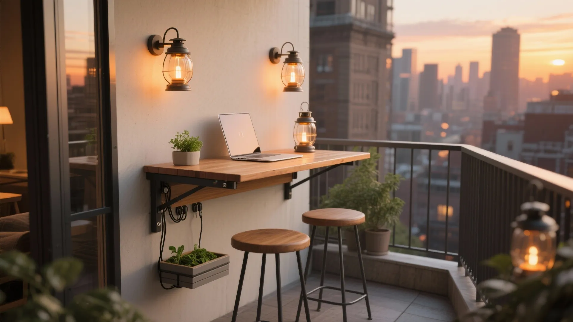 Multipurpose Micro Balcony: Work + Dine Combo