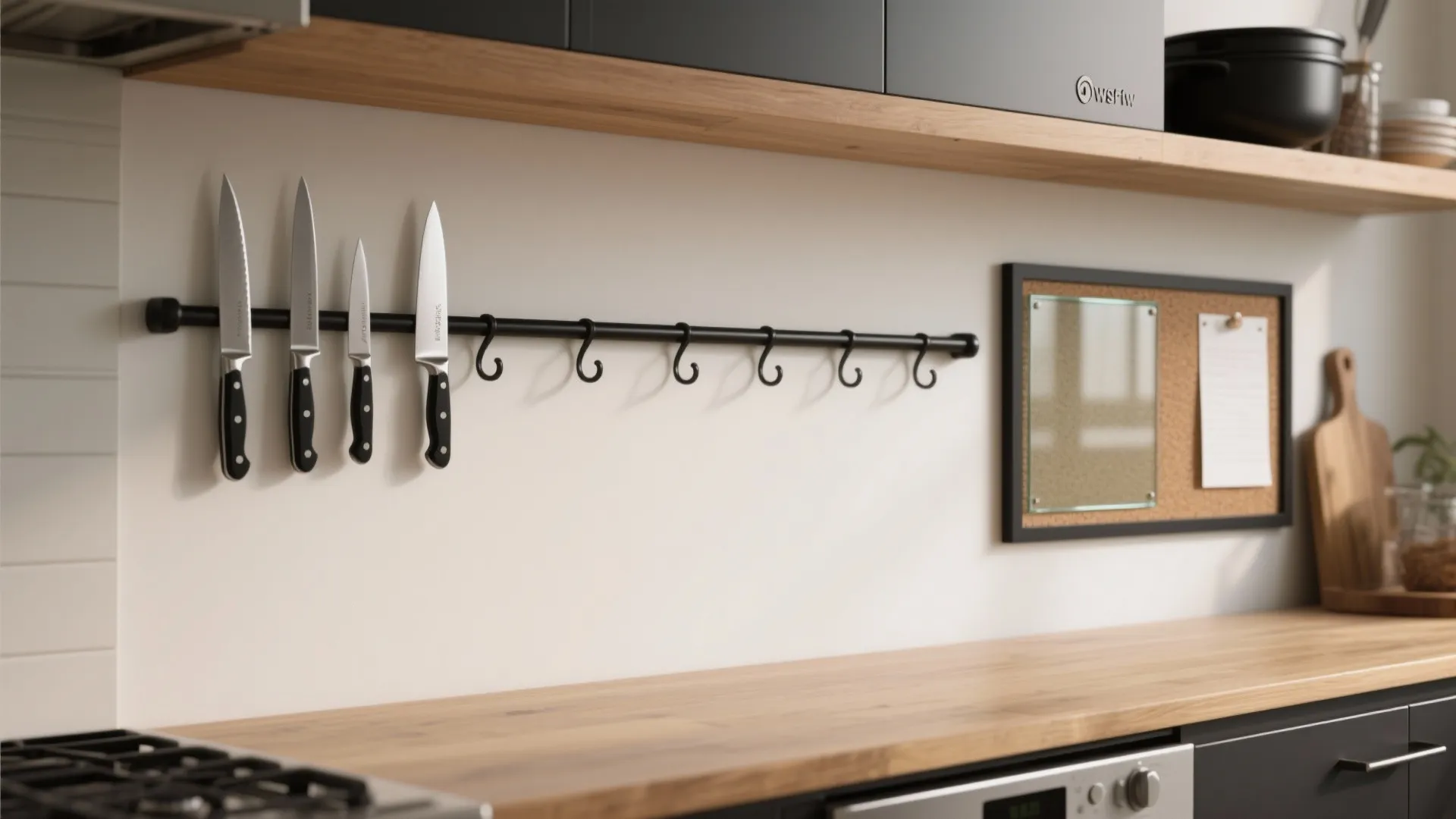 Idea 4: A functional stripe—rails, magnet, and message board