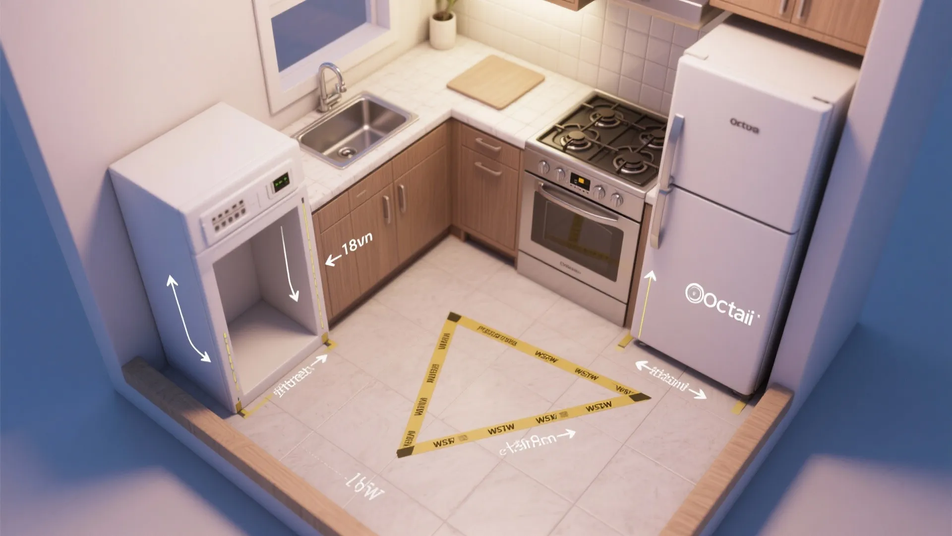 3. Create a compact work triangle with appliances tucked smartly