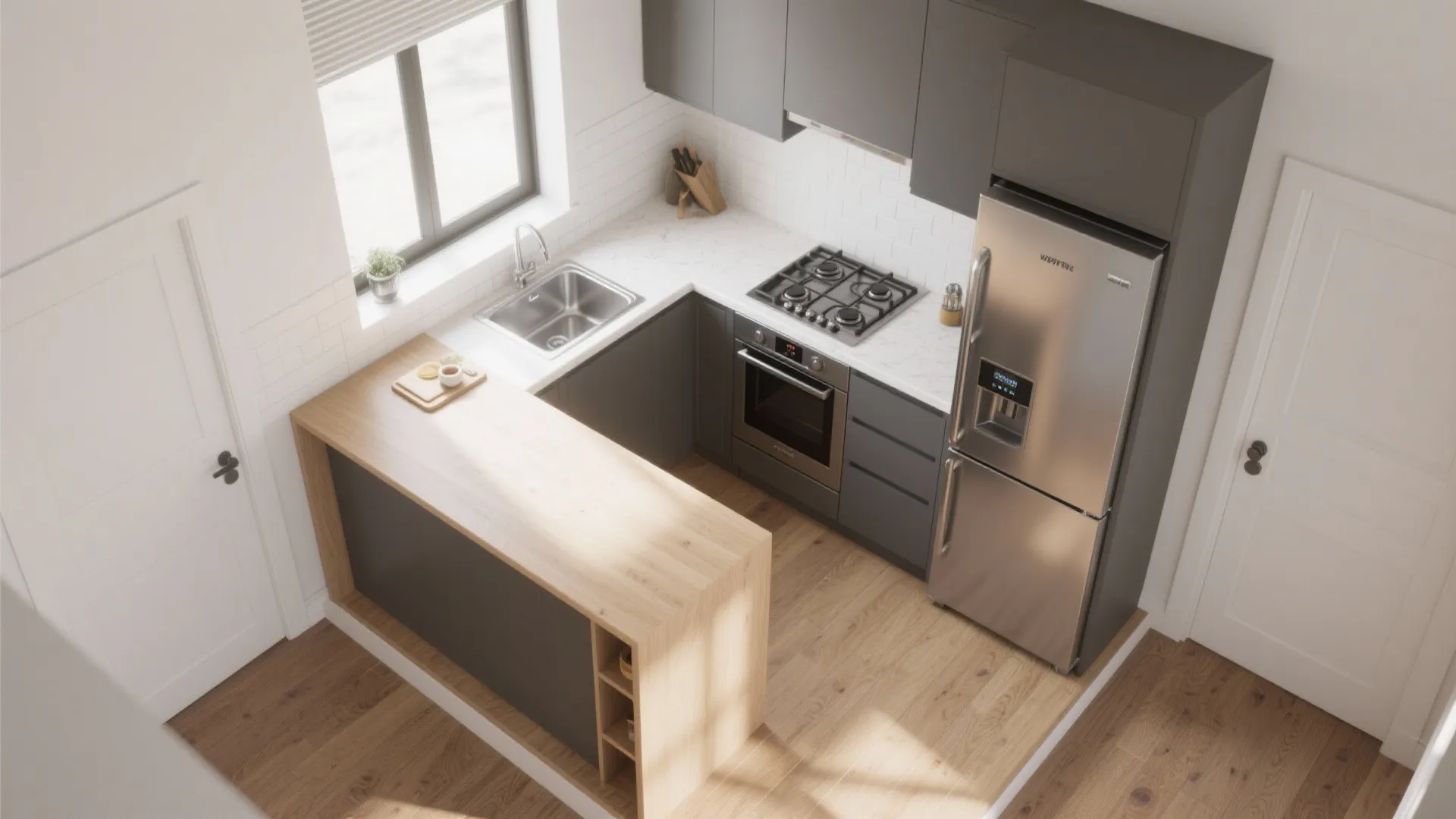 3. Rethink the Work Triangle with an Island or Smart Appliance Placement