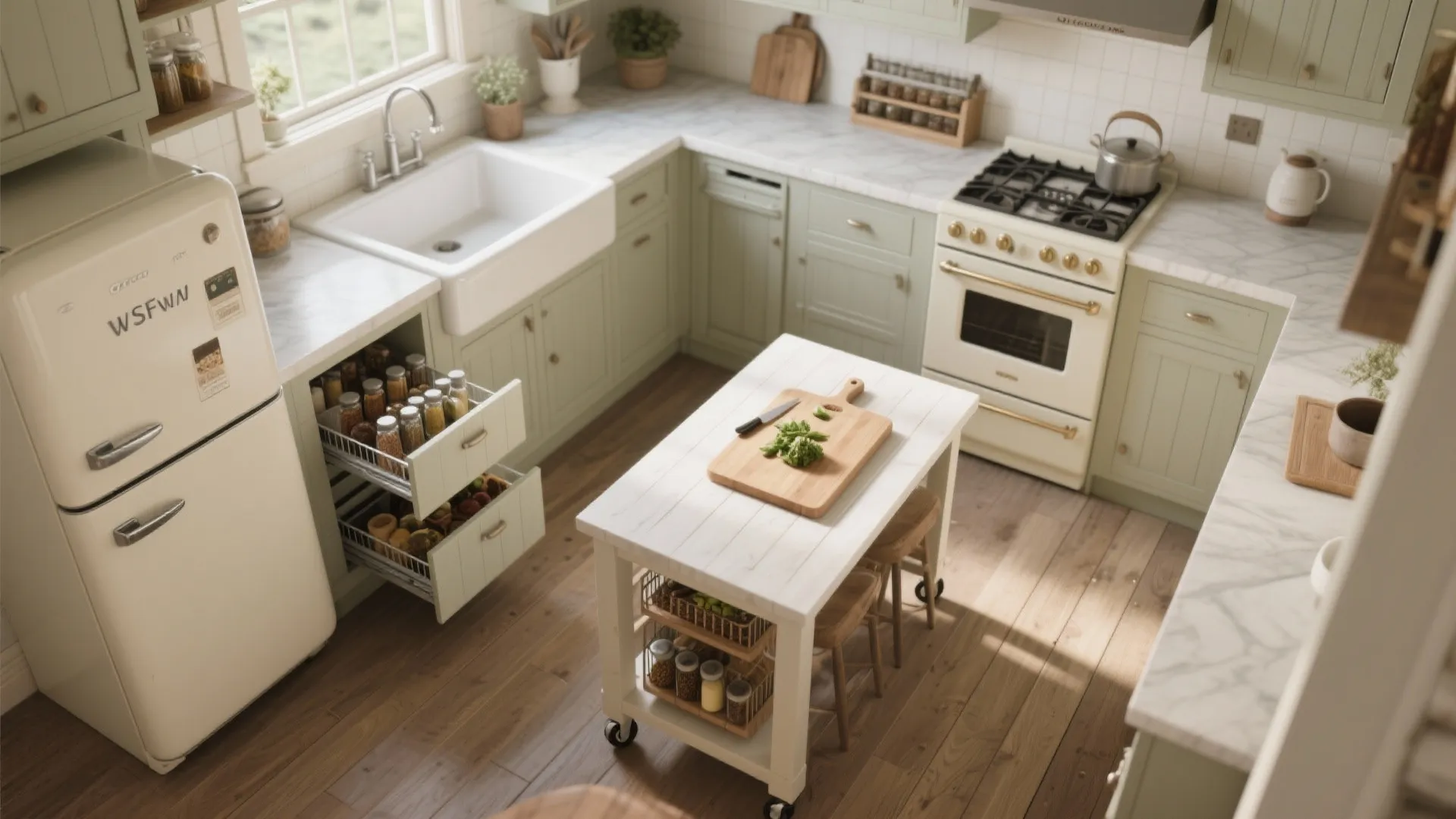 4. Compact Work Triangle + Pull-Out Solutions