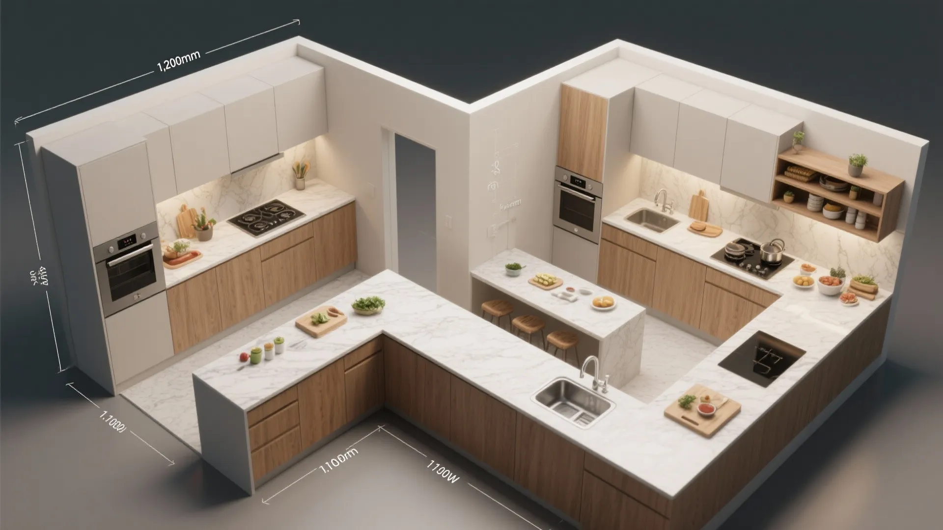 L-Shape or Parallel Layouts for a True Work Triangle