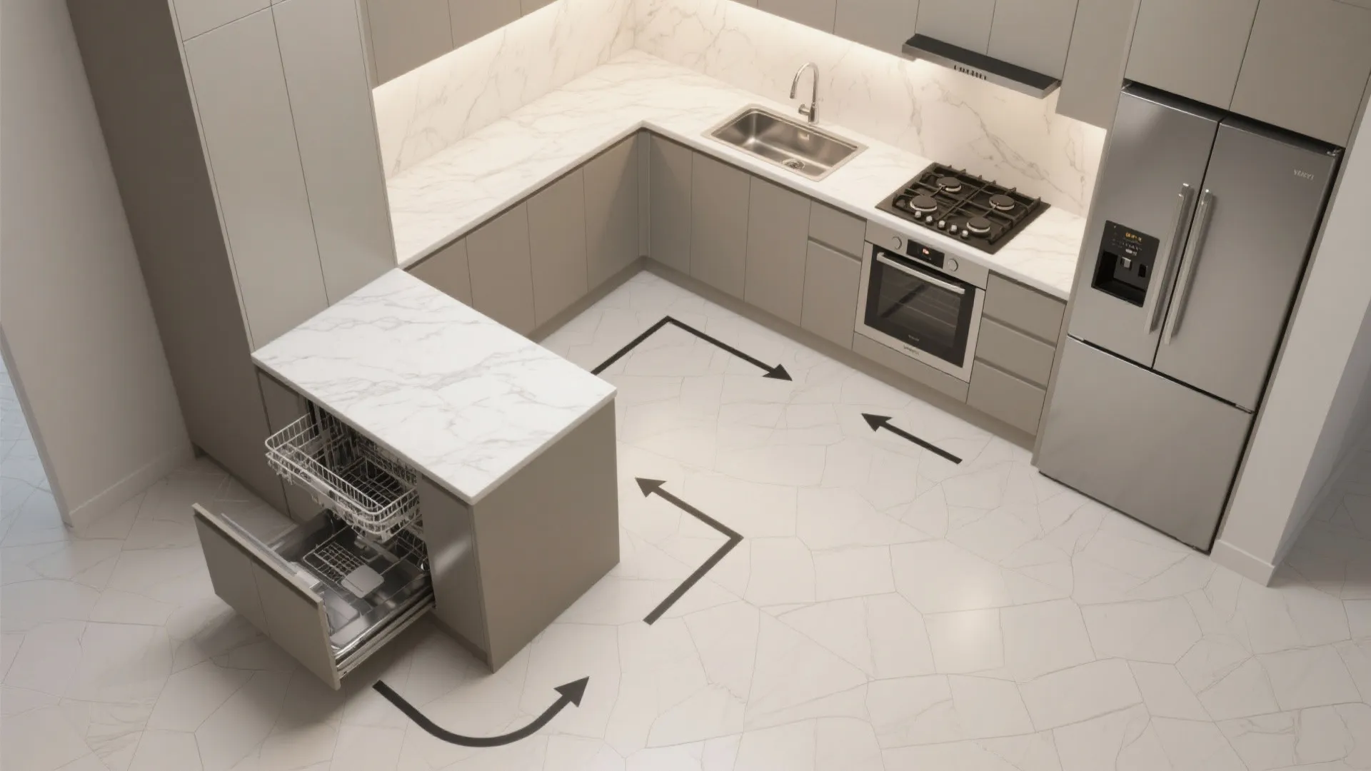 L-Shaped Layout with Work Triangle Tweaks