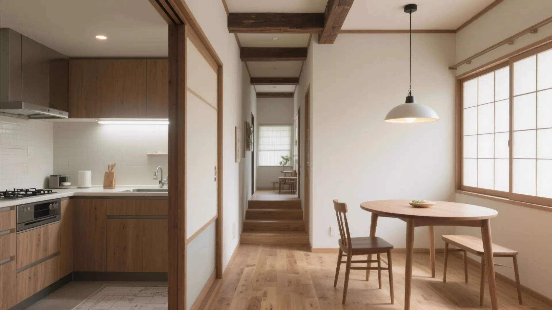 動線計画：キッチンからダイニングへ“ワンモーション”