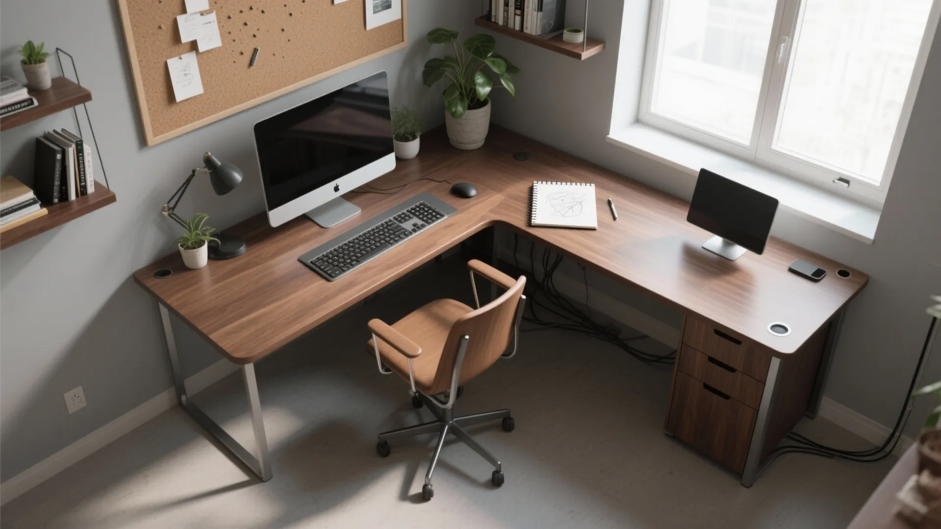 Workflow‑driven layout: U‑ or L‑shaped desks