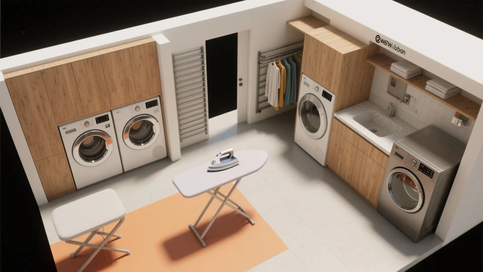 Workflow-first Layout: Zone for Wash, Fold, and Iron